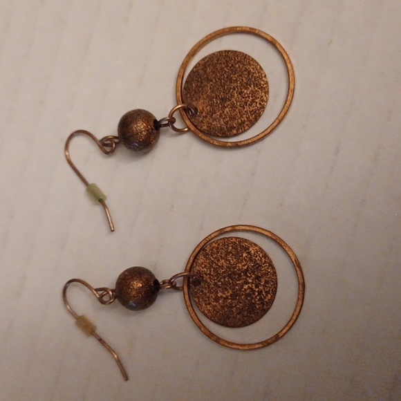 $4 Add-on Lot of 2 Pairs of Dangling Metallic Textured Earrings - Picture 2 of 3